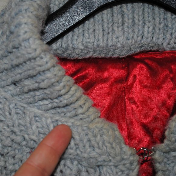 Hand Knit Heavy Thick Wool Jacket Womens Zipper Cable Chunky - Picture 4 of 13